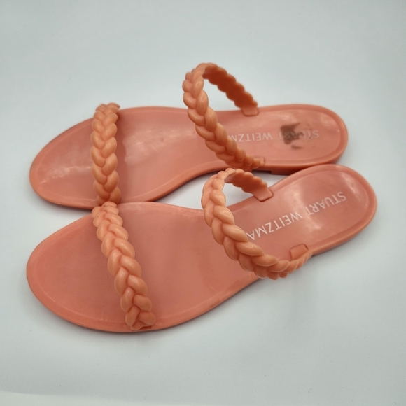 Stuart Weitzman Peach Pink Braided Sawyer Jelly Sandal Size 8 - Picture 5 of 5